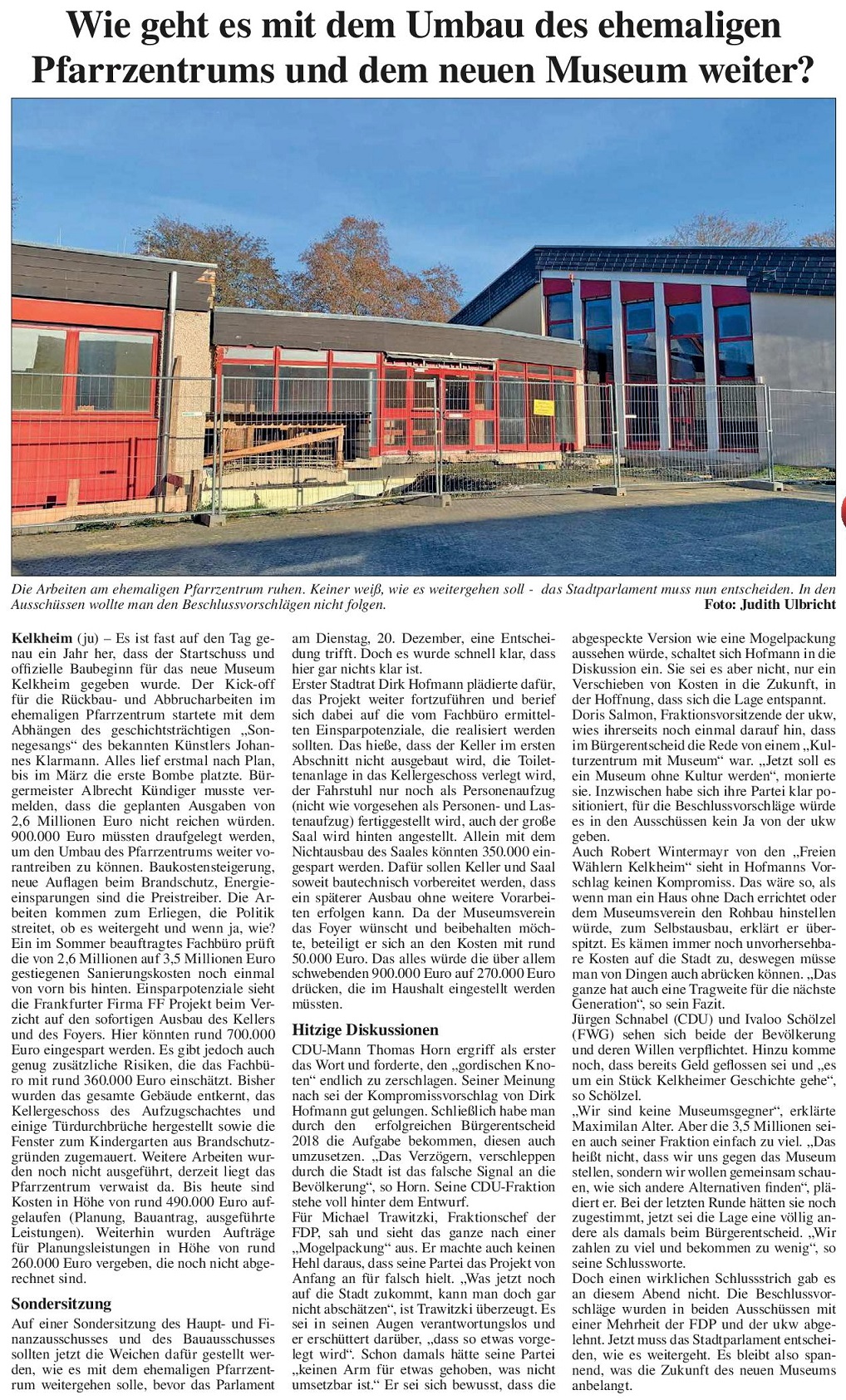 2022.12.16 KeZ Wie geht es mit dem Umbau des ehemaligen Pfarrzentrums und dem neuen Museum weiter