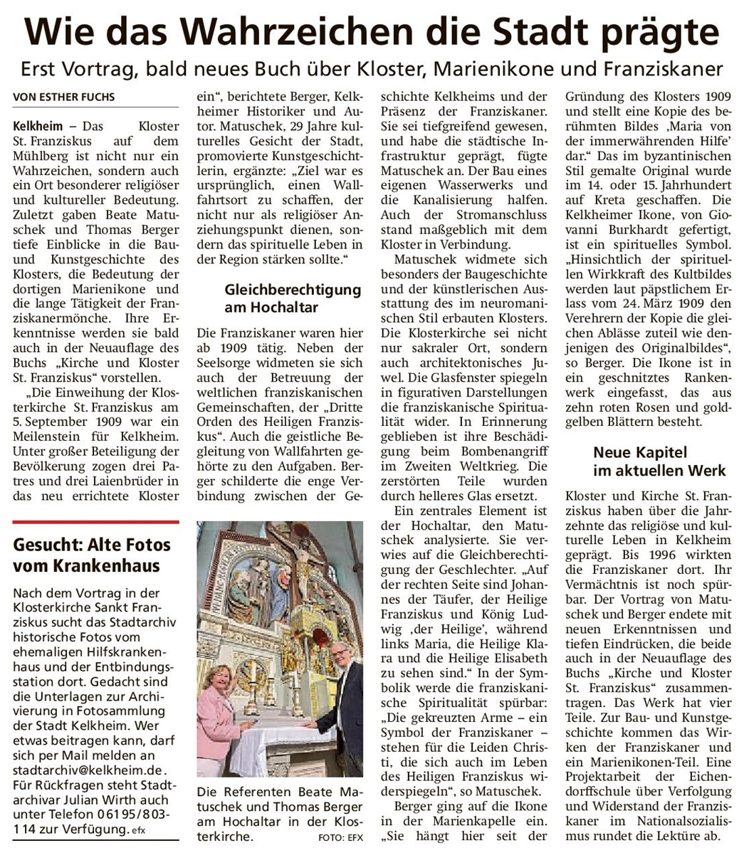 2024.10.01 HK Vortrag Dr. Beate Matuschek und Thomas Berger über Klosterkirche St. Franziskus