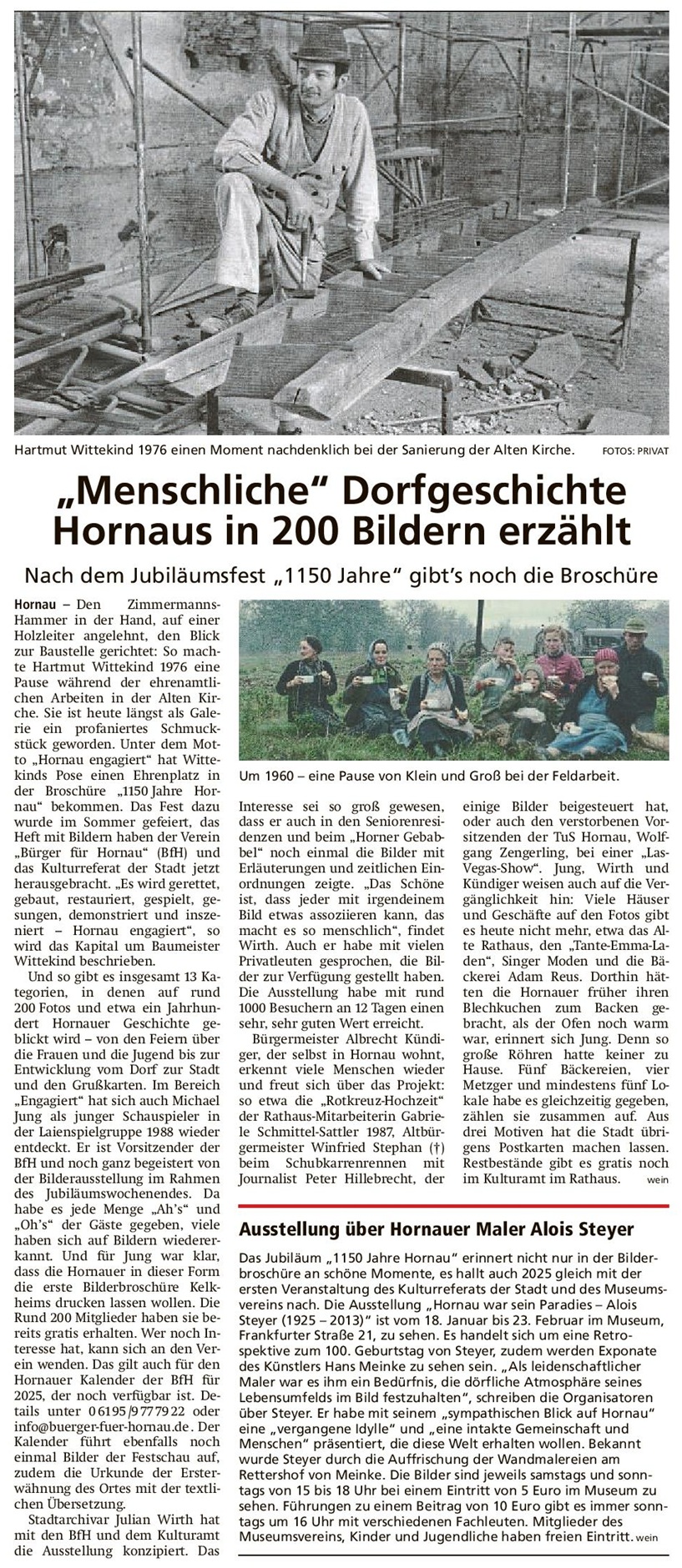 2024.12.31 HK Dorfgeschichte Hornaus in 200 Bildern Broschüre zur 1150 Jahrfeier